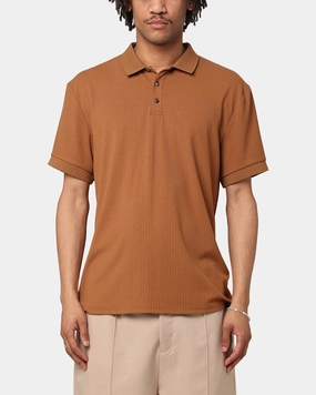 Bound Edge Detailing XXIII Luis Rib Polo Shirt Brown