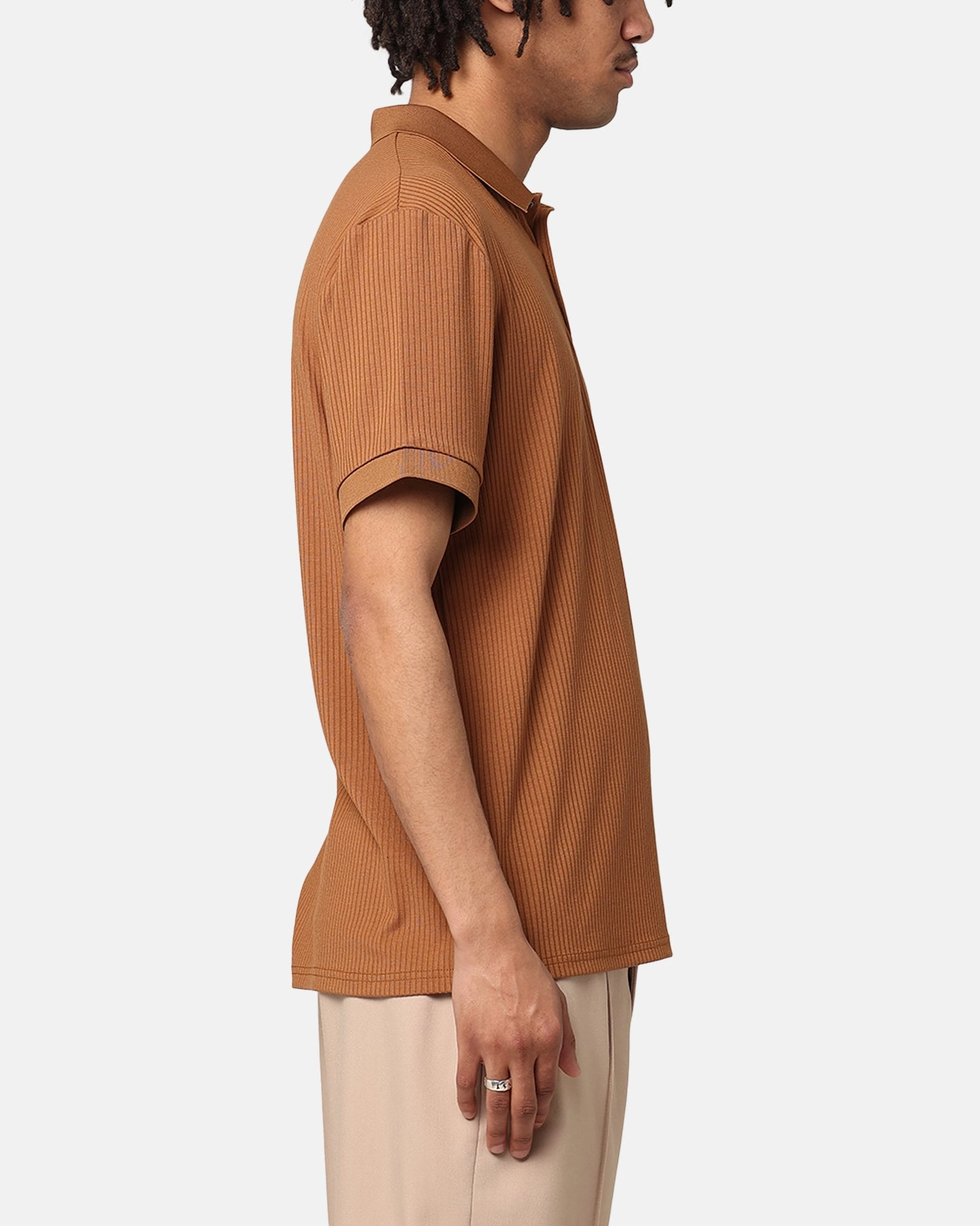 XXIII Luis Rib Polo Shirt Brown Tailored Silhouette