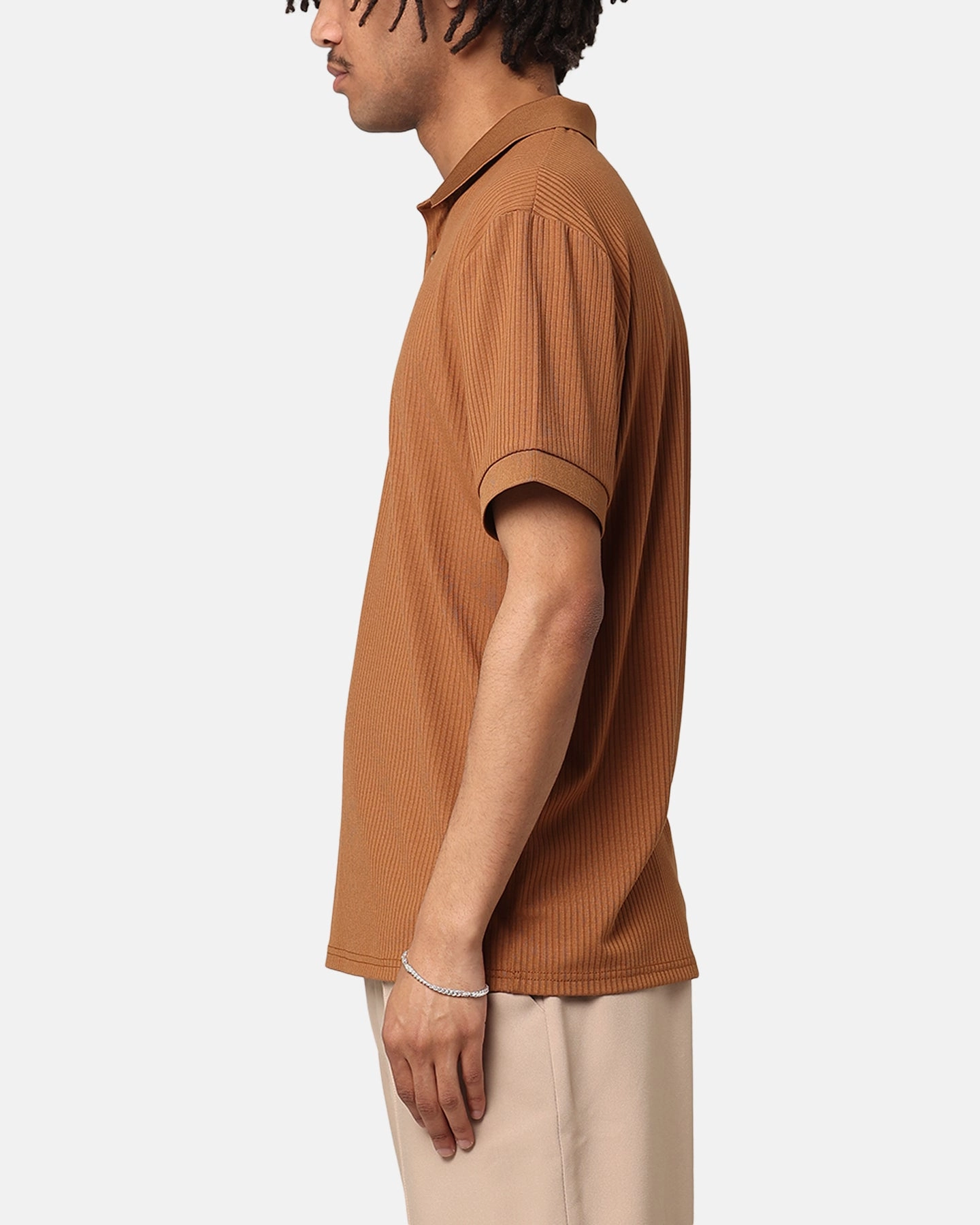 XXIII Luis Rib Polo Shirt Brown Summer Outing Layered Collar Structure