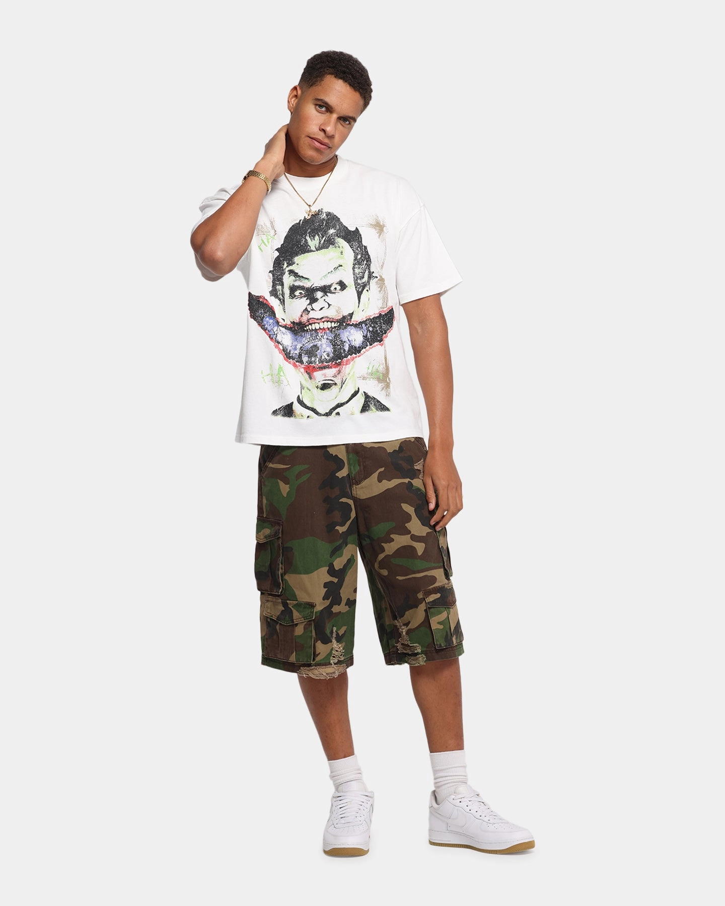 semi-formal style Unisex versatility 73 Studio X DC Batman Joker Arkham Asylum Vintage T-Shirt Off White