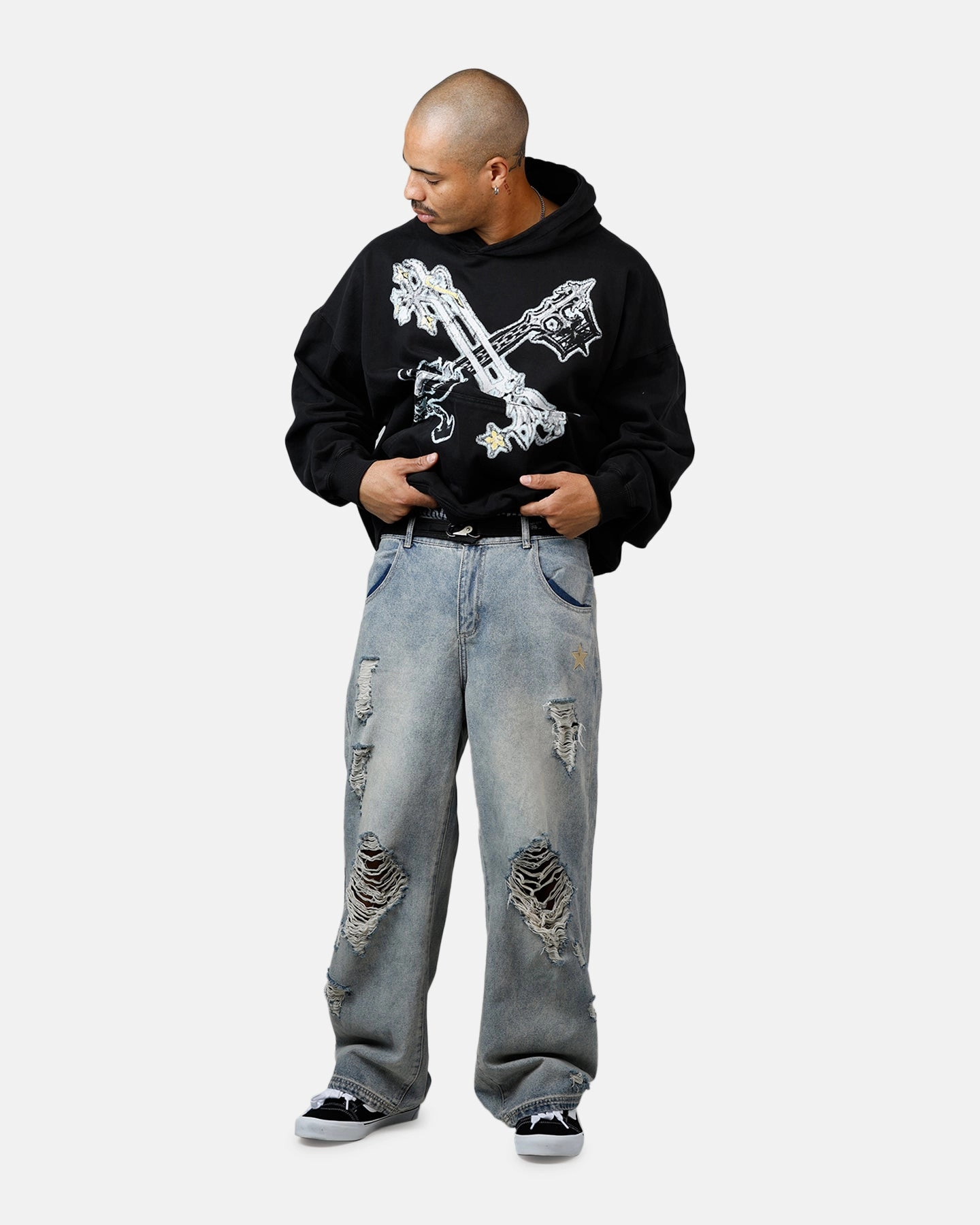 Goat Crew Disney Kingdom Hearts Roxas Premium Hoodie Black Belted