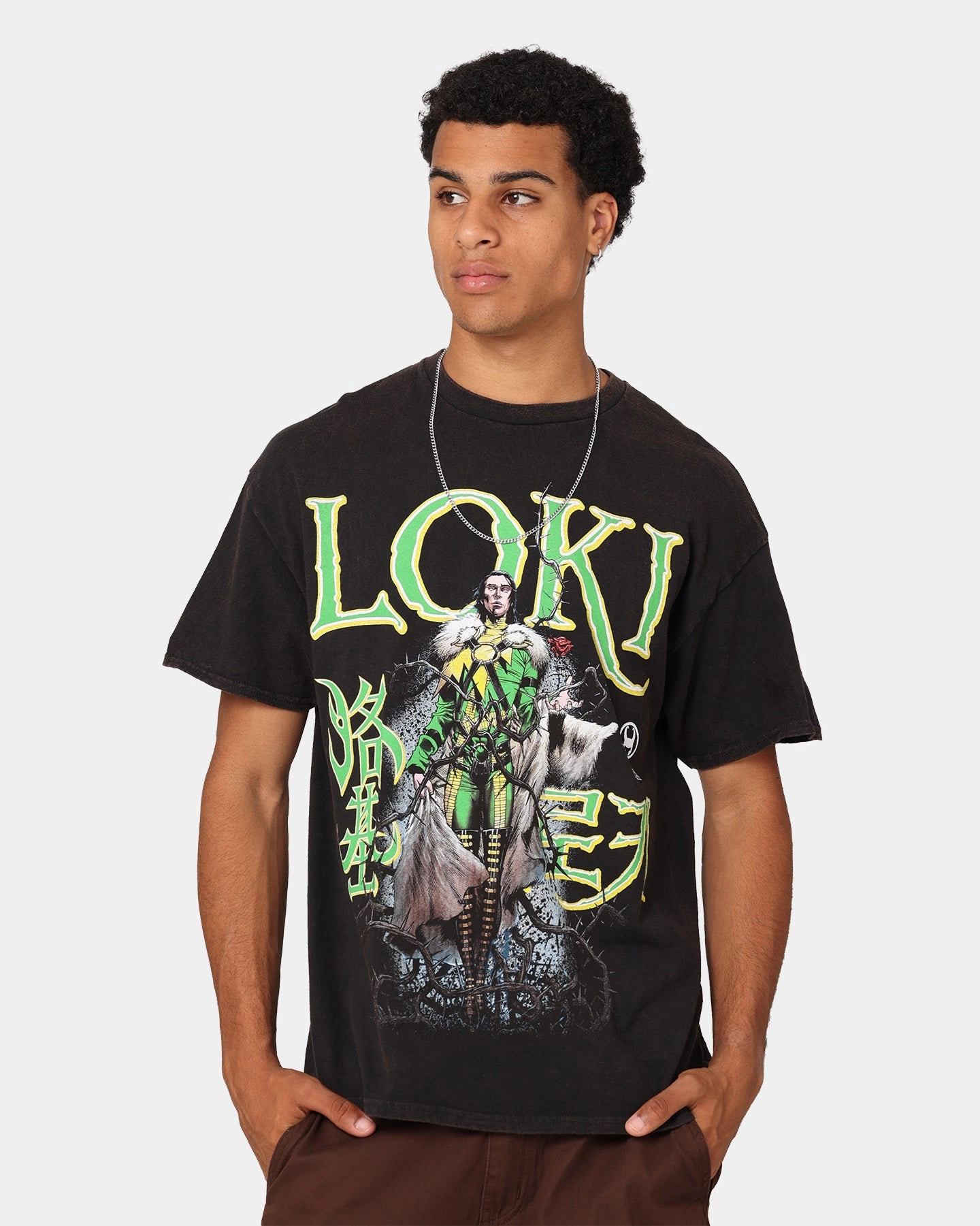Marvel Loki Rising Vintage T-Shirt Black Wash LayeringFriendly Microfiber Blend