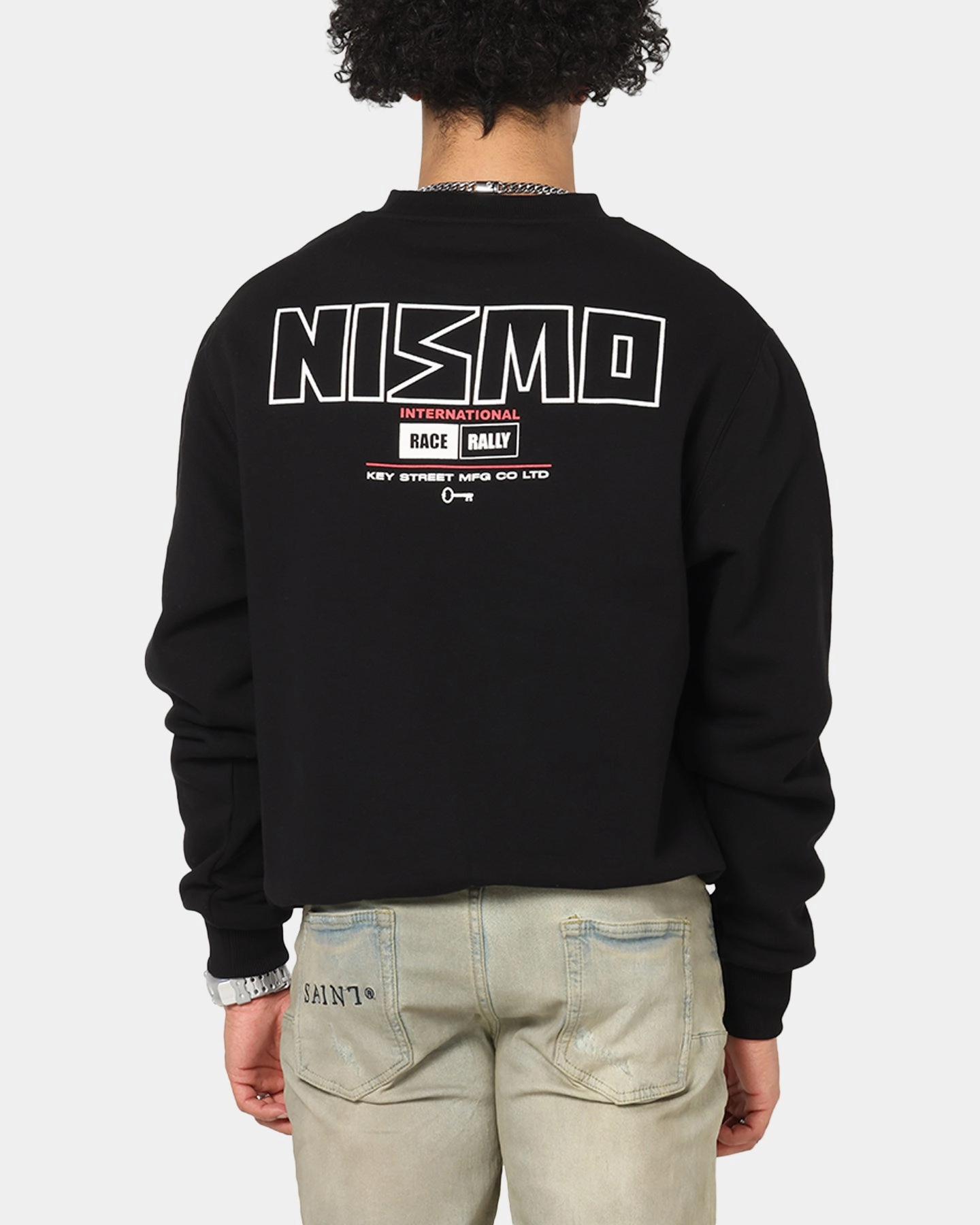 Rubberized Zippers Key Street Nissan Nismo Classic Crewneck Black