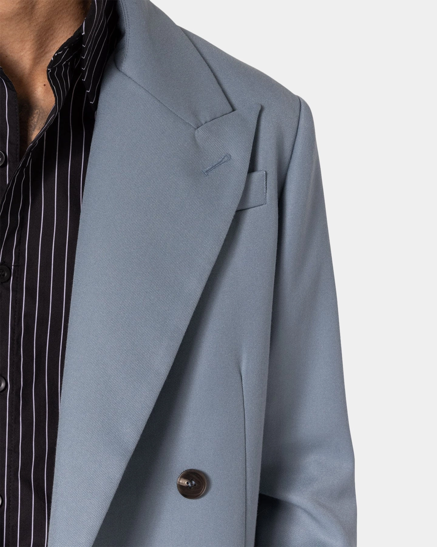 MNML Double Breasted Suit Jacket Teal Zippered Closure