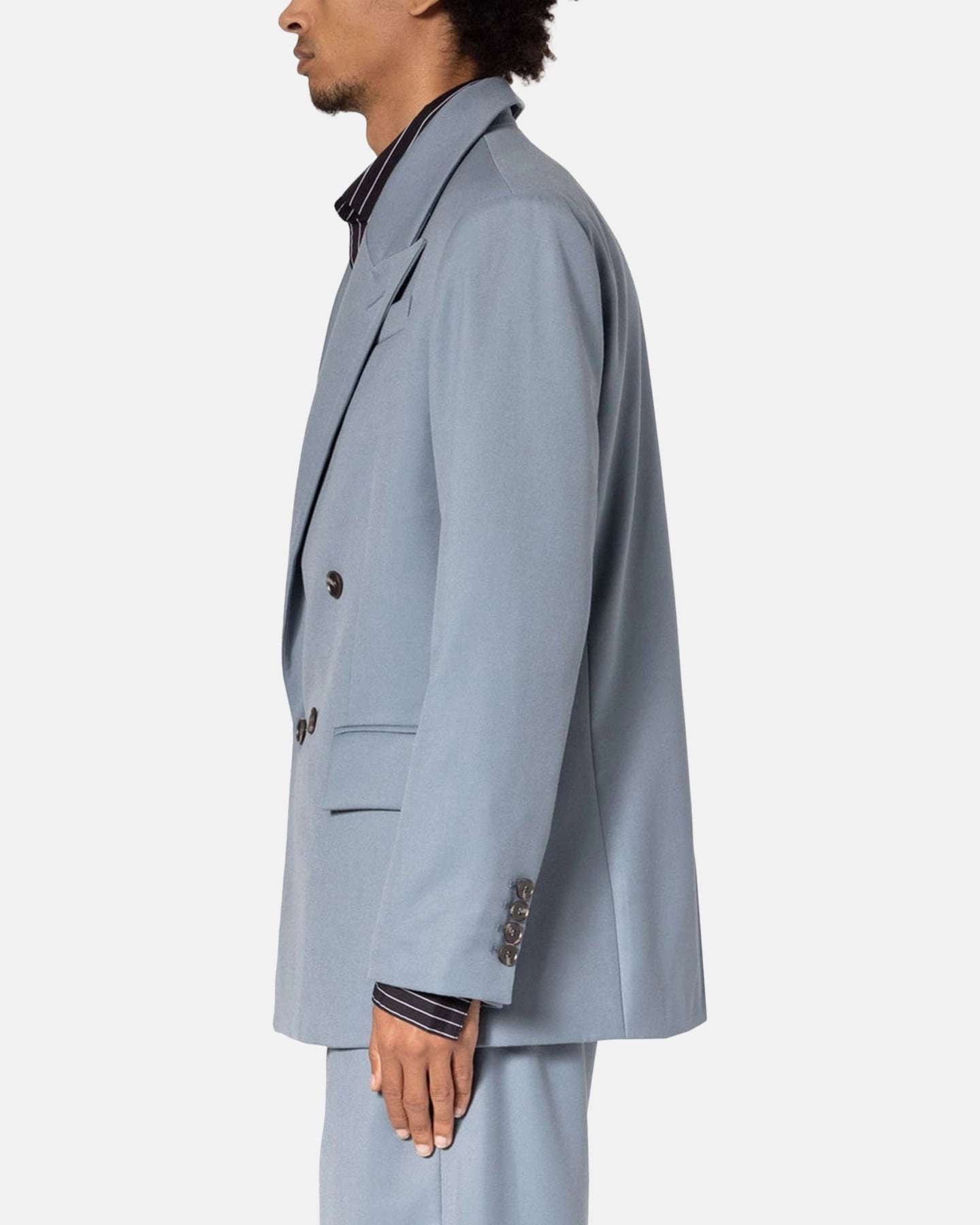 MNML Double Breasted Suit Jacket Teal Stretch Fit Camping Trip