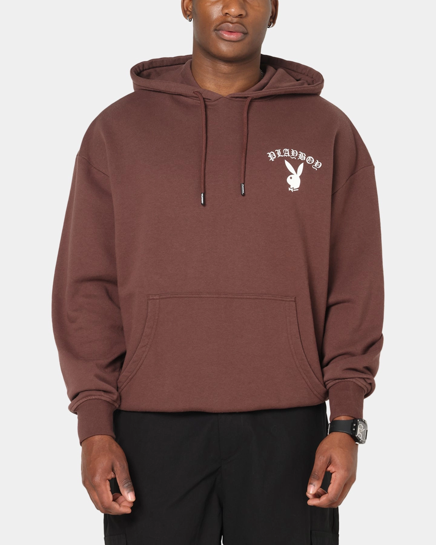 Playboy Gothic Mono Lips Hoodie Washed Brown Shape - functional Anti Slip Grips