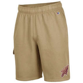Champion Men's Arrowhead Logo Fleece Cargo Short - Khaki Move Easy Easy Travel