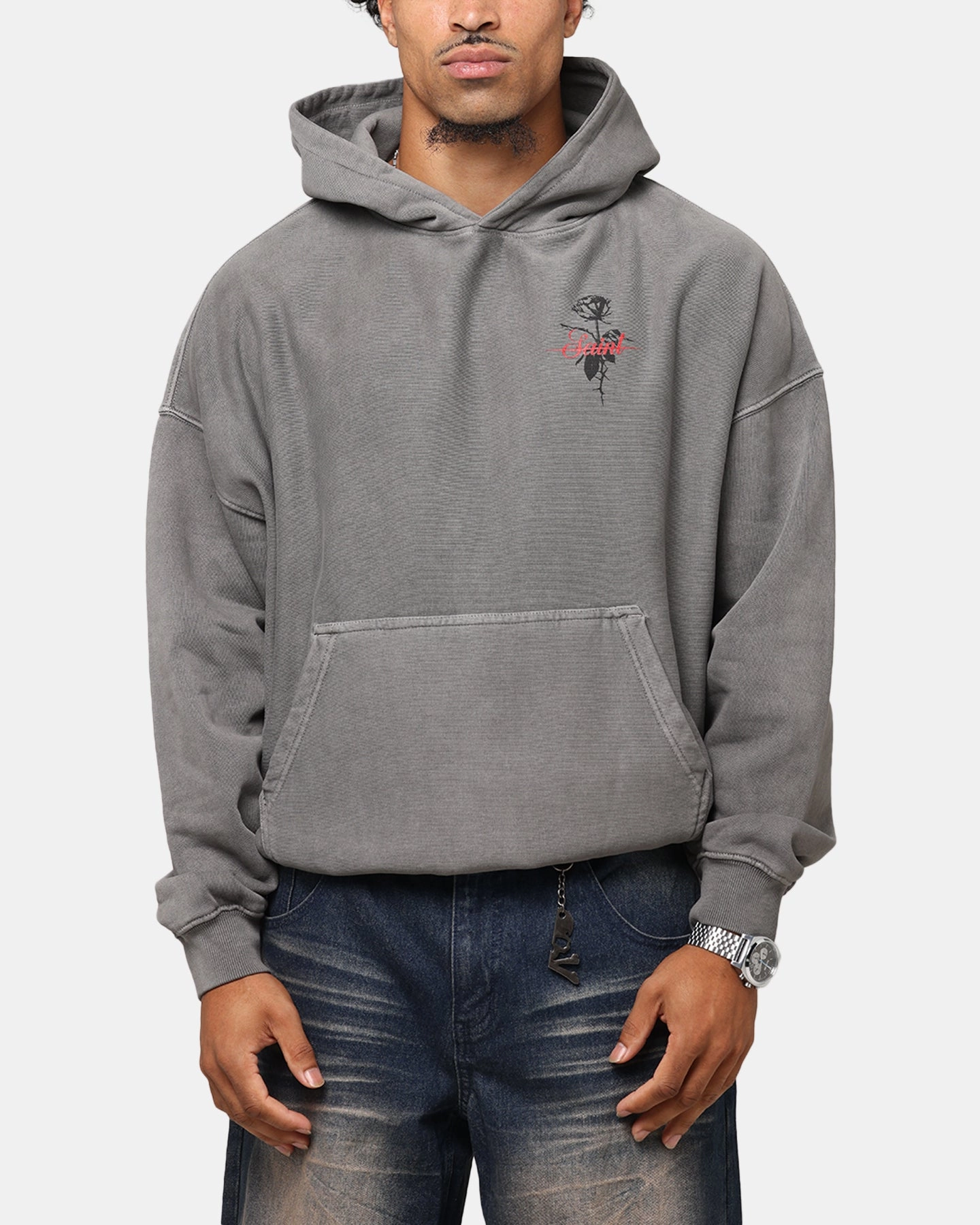 Saint Morta St Valentines Boxy Hoodie Washed Charcoal Cosmetics Moisture wicking