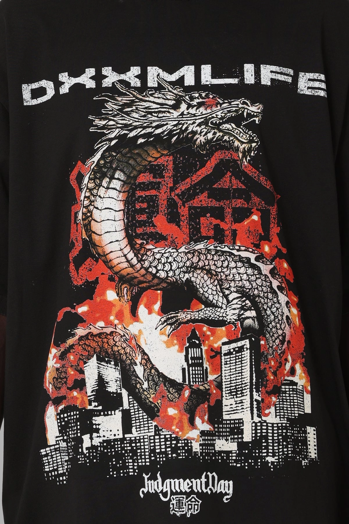 Yarn Dyed Stripes Fashion Fit DXXMLife Judgement Day Vintage Baggy T-Shirt Vintage Black