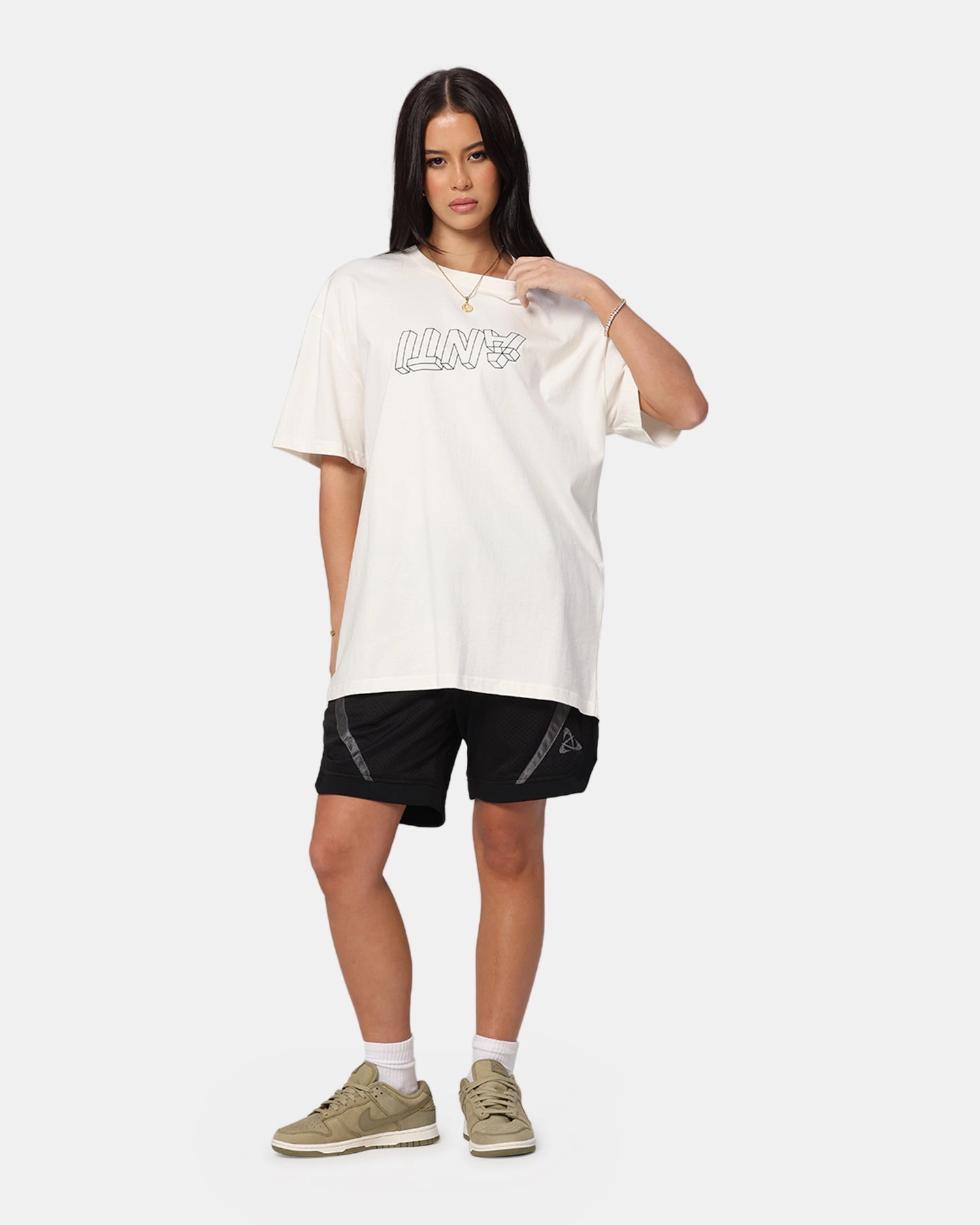 The Anti Order Dimension Boxy T-Shirt Off White Recycled Polyester Thread Non Irritating Tags