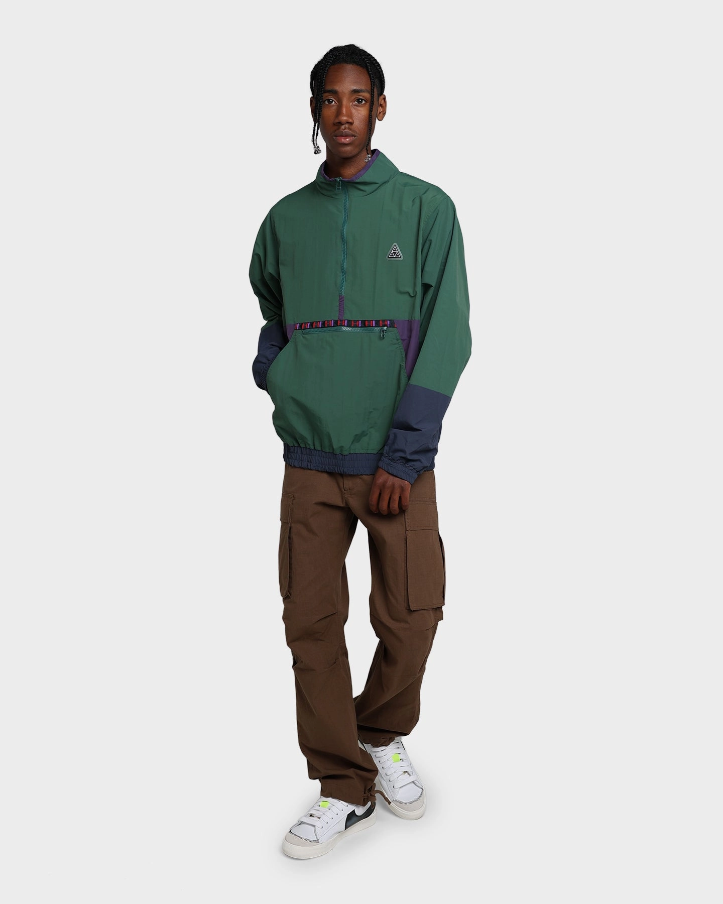 HUF Teton Quarter Zip Anorak Forest Green Noise Free Material