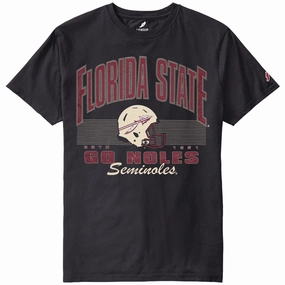 League Men's Florida State Seminoles Helmet Design Short Sleeve T-shirt - Black Urban Casual Look