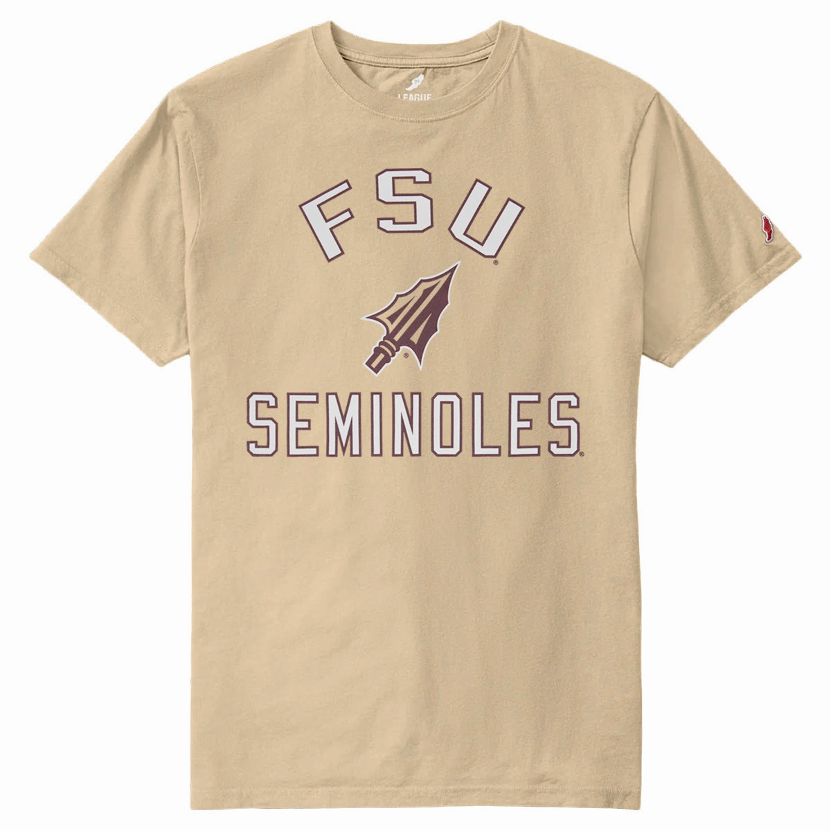 League Men's FSU Seminoles Arrowhead Design Short Sleeve T-shirt - Vegas Gold Soft Design