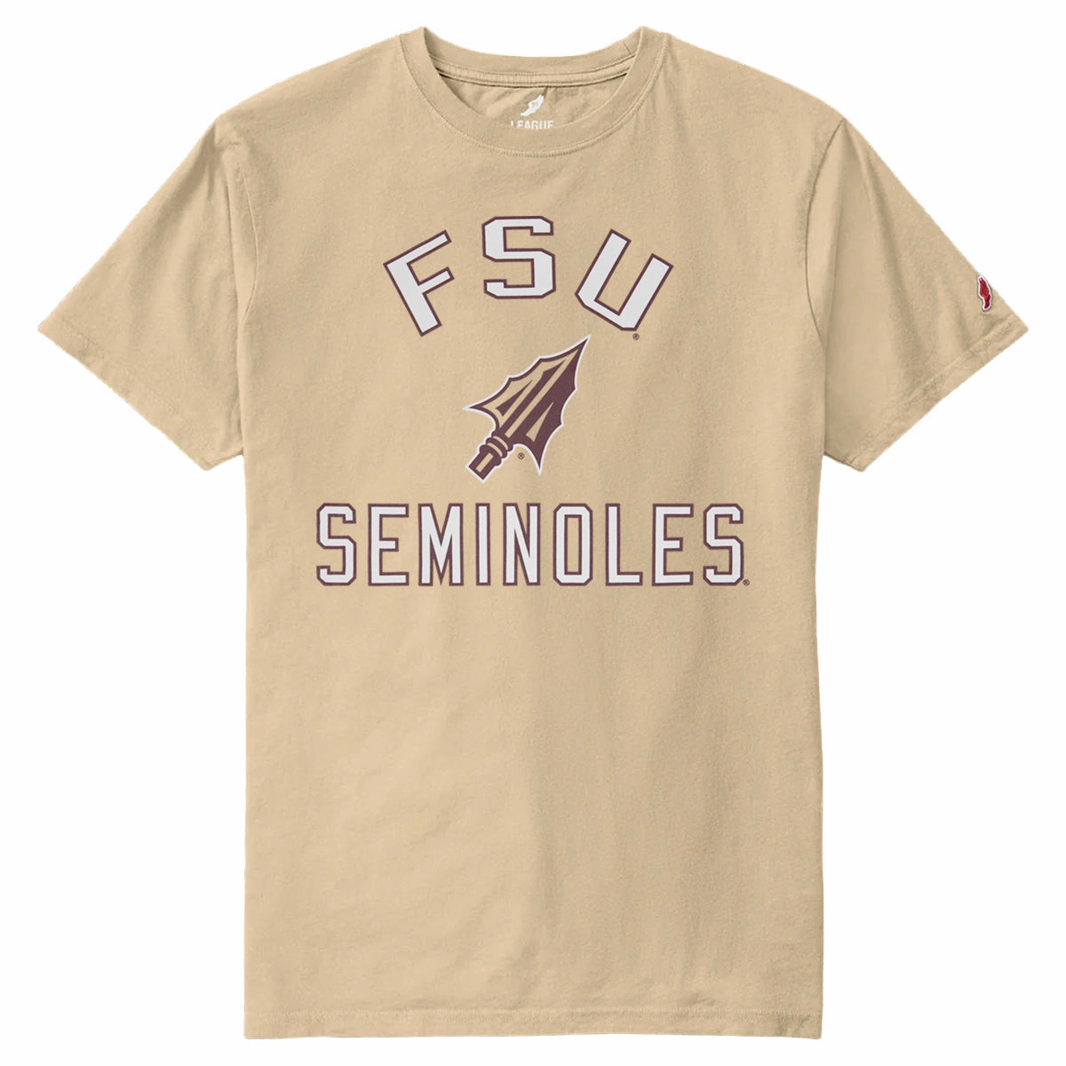 League Men's FSU Seminoles Arrowhead Design Short Sleeve T-shirt - Vegas Gold Outdoor Trend