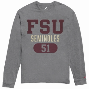 League Men's FSU Seminoles Tri-flex Long Sleeve T-shirt - Graphite Heather Flexible Neckband Work efficiency