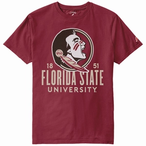 League Men's Seminole Logo/Florida State University Design Short Sleeve T-shirt - Garnet Trendy Wearable