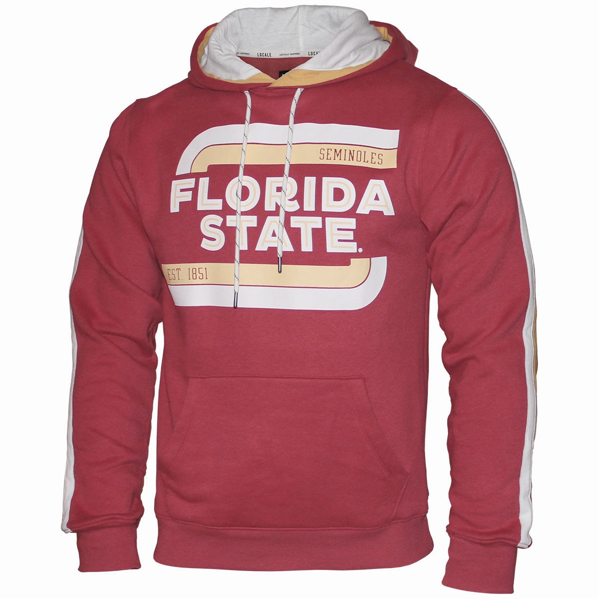 Unstructured Hem quick dry League Men's Vault Florida State Seminoles Design Striped Sleeve Hood - Cardinal