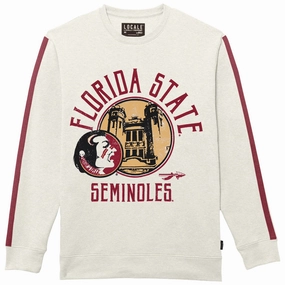 Business Event Anti Odor Technology League Men's Vault Florida State Seminoles/Seminole Logo Westcott Design Crew Fleece - Antique White