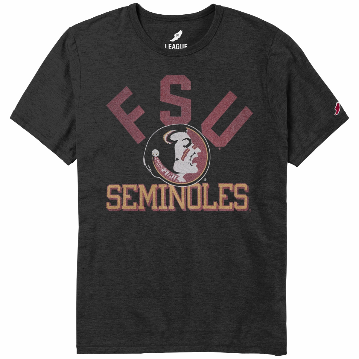Comfort and Breathable Chic Style Trend League Men's Vault FSU Seminoles/Seminole Logo Short Sleeve T-shirt - Black