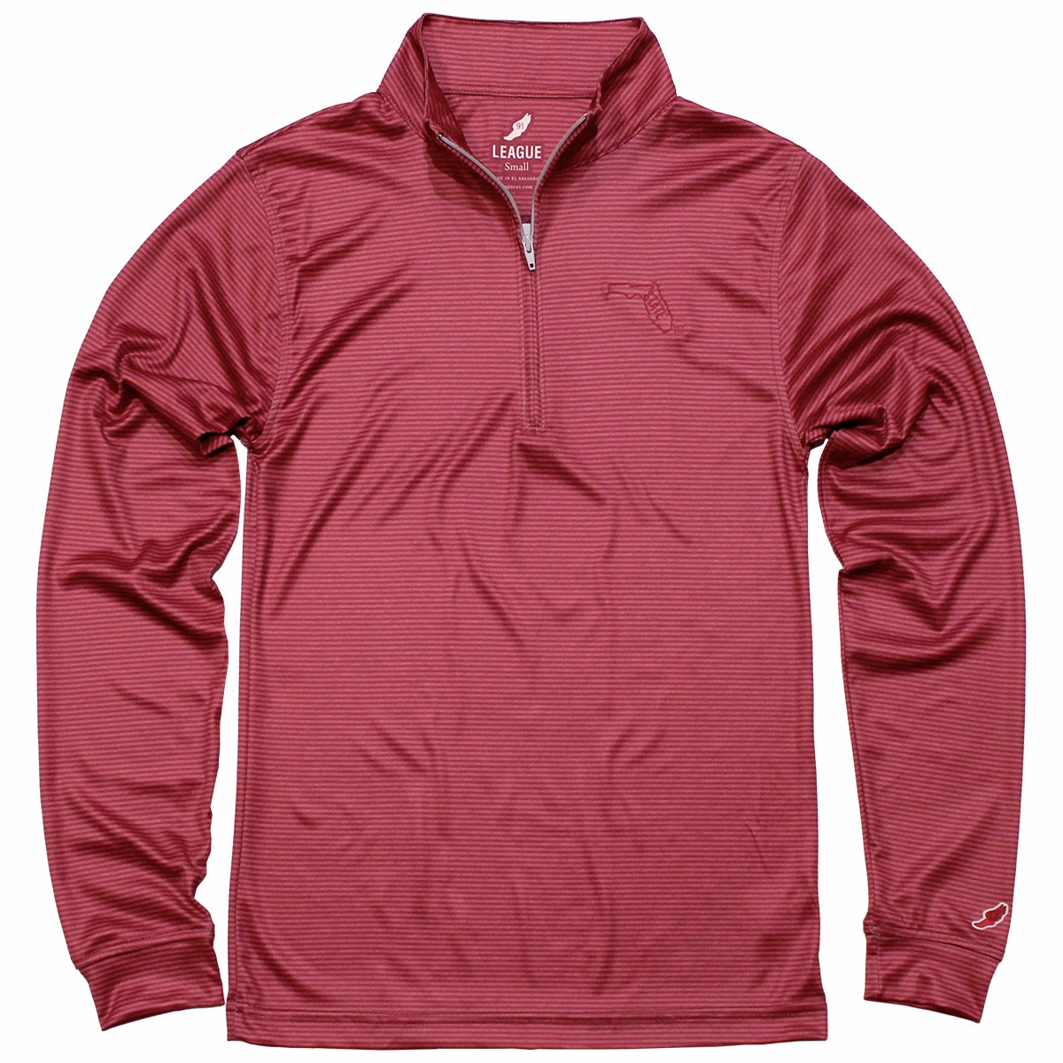 League Men's Vault State of Florida Logo Sublimated 1/4 Zip - Garnet Non Restrictive Armholes