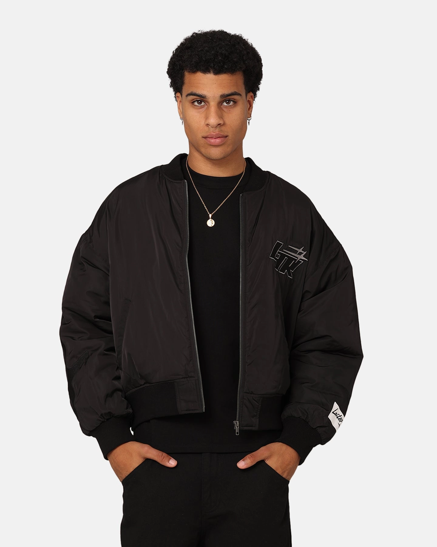 Purse scarf Loiter Shadow Cropped Bomber Jacket Black
