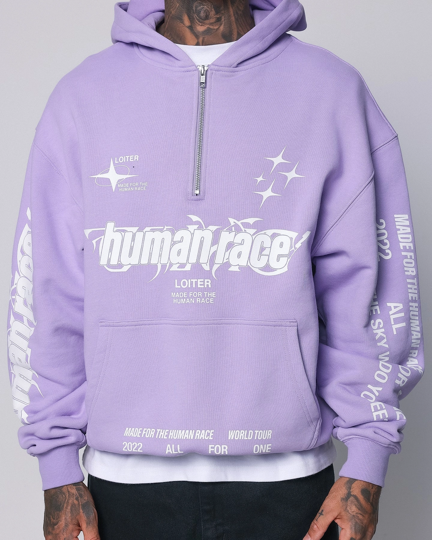 Loiter Rave Zip Hoodie Lilac OversizedFit