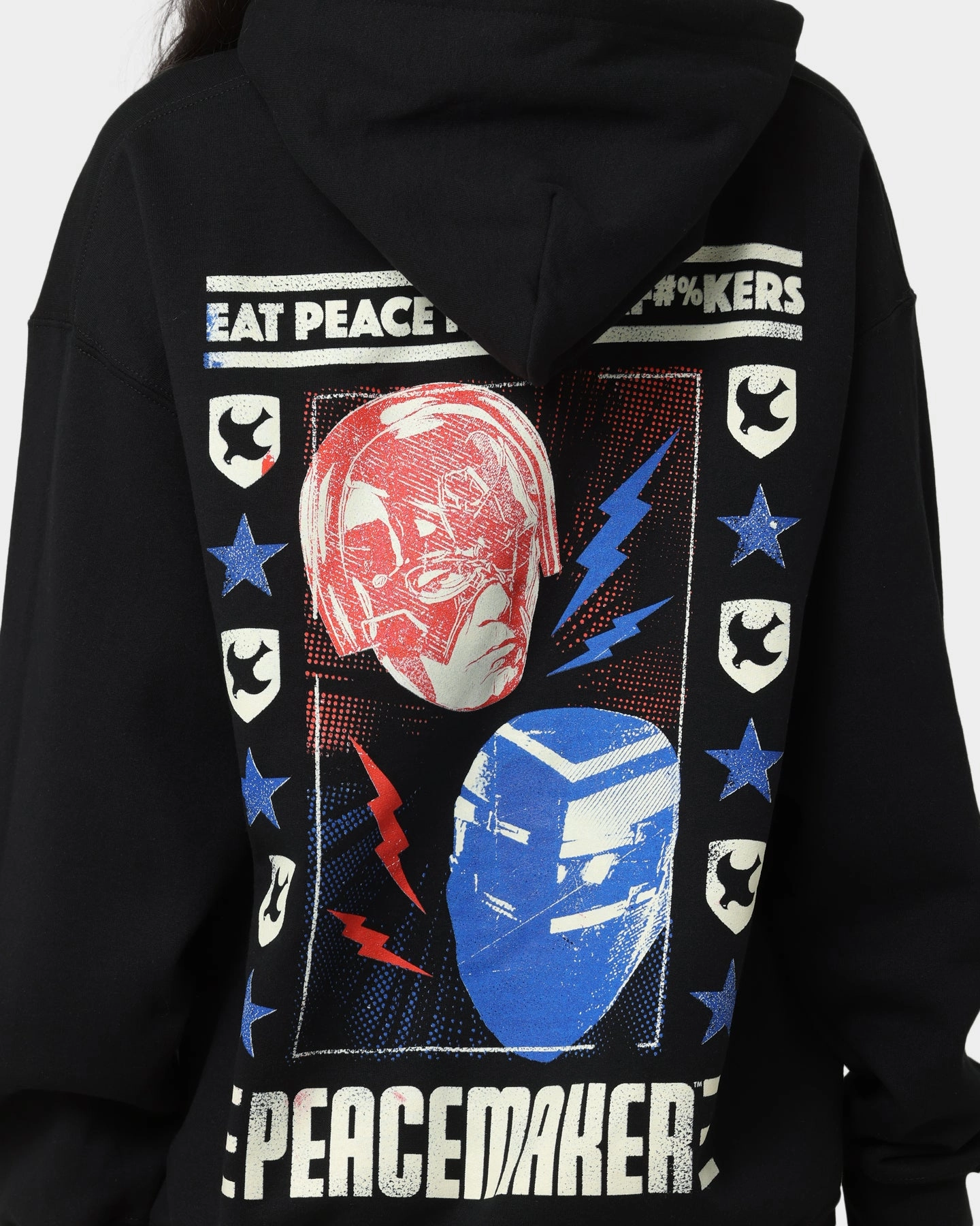 Winter Essentials Fade Resistant Dye Goat Crew X Peacemaker Eat Peace MF Hoodie Black