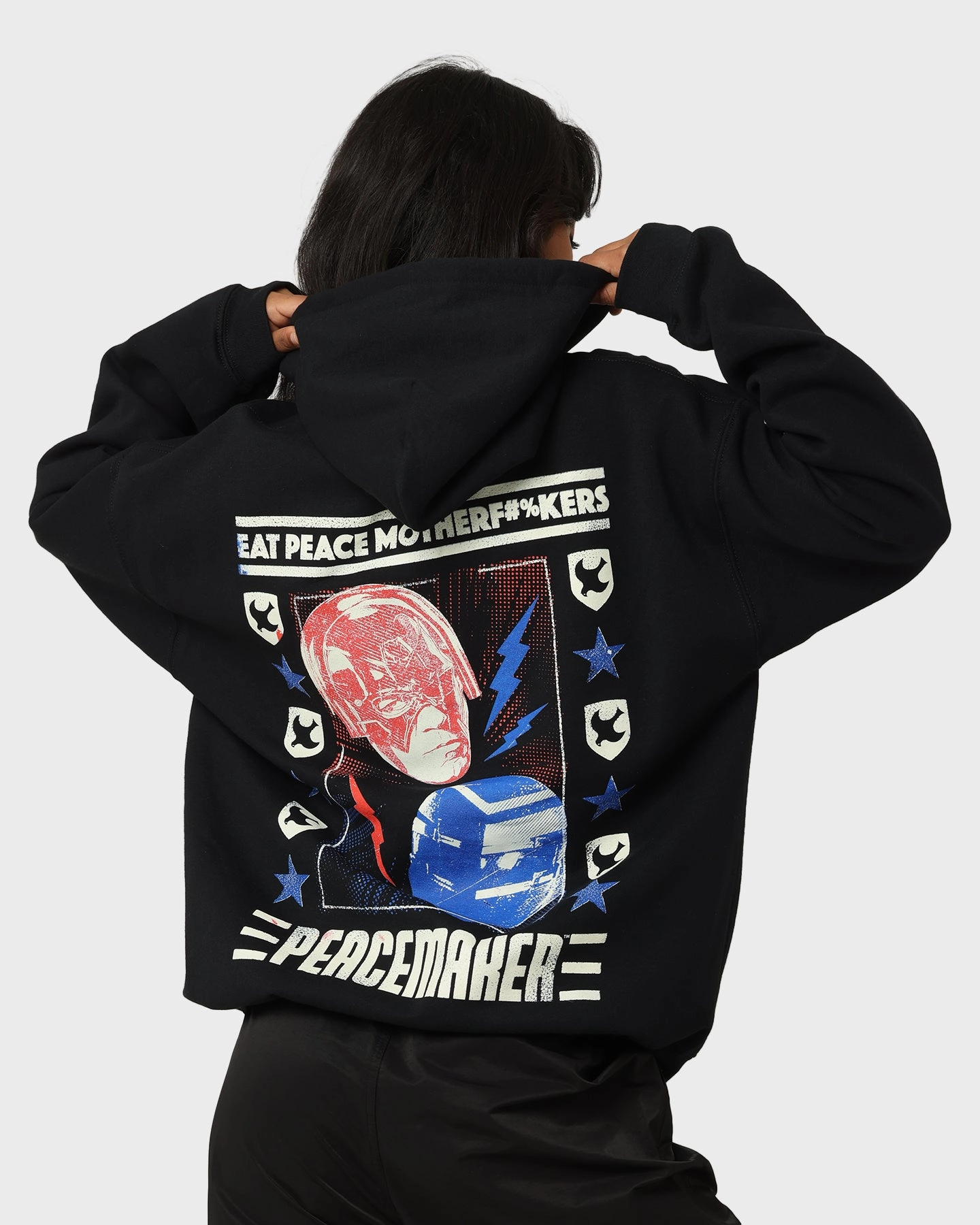 YKK Zipper Quality Adjustable Waistband Goat Crew X Peacemaker Eat Peace MF Hoodie Black