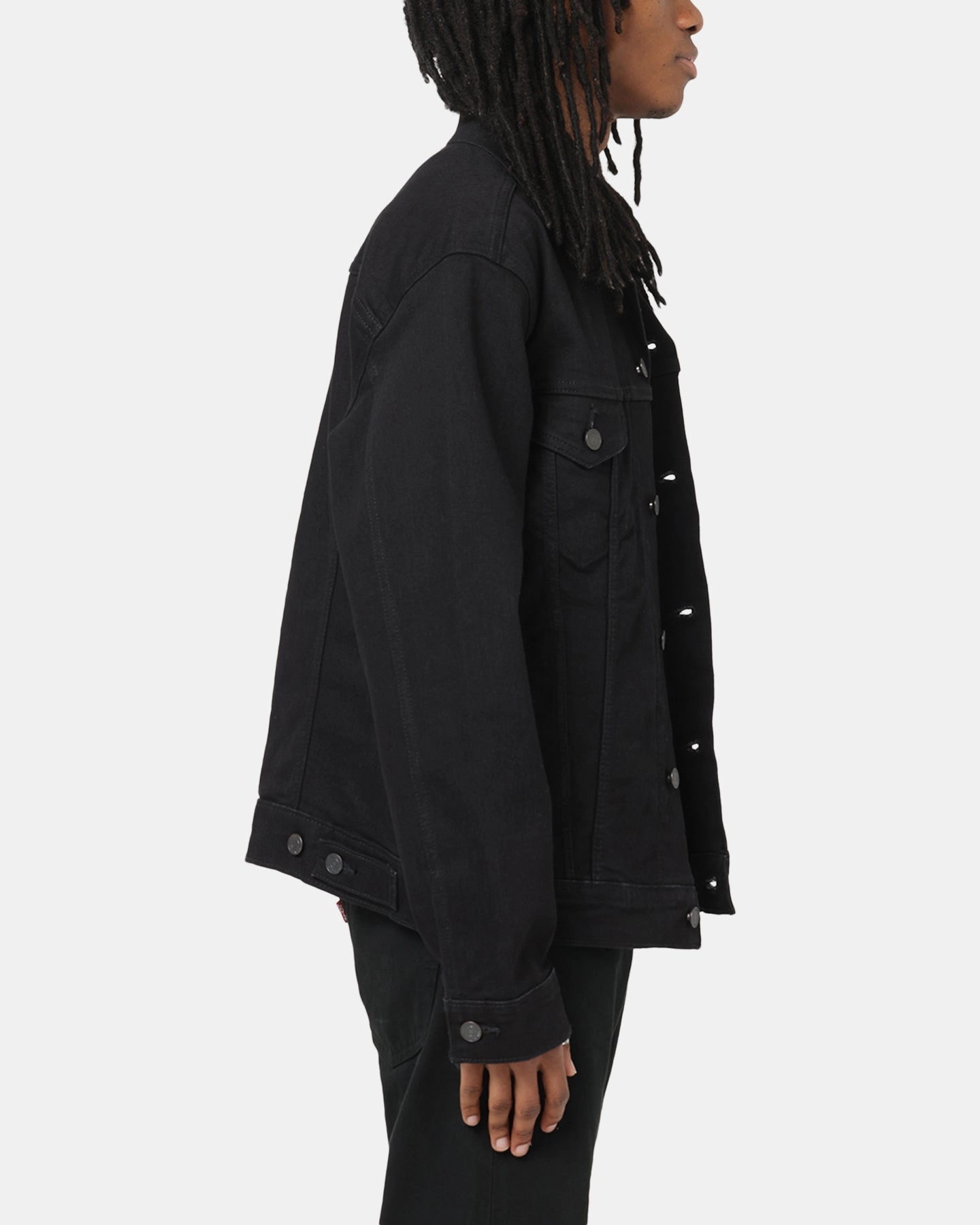 Levi Strauss And Co Denim Trucker Jacket Black Quilted Lining Aid