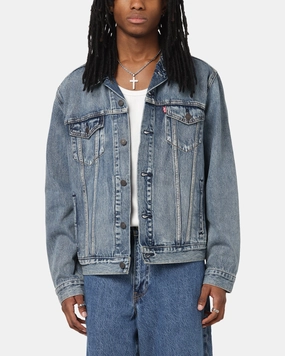 Levi Strauss And Co Denim Trucker Jacket Sky Hooded style Dual Layer Fabric