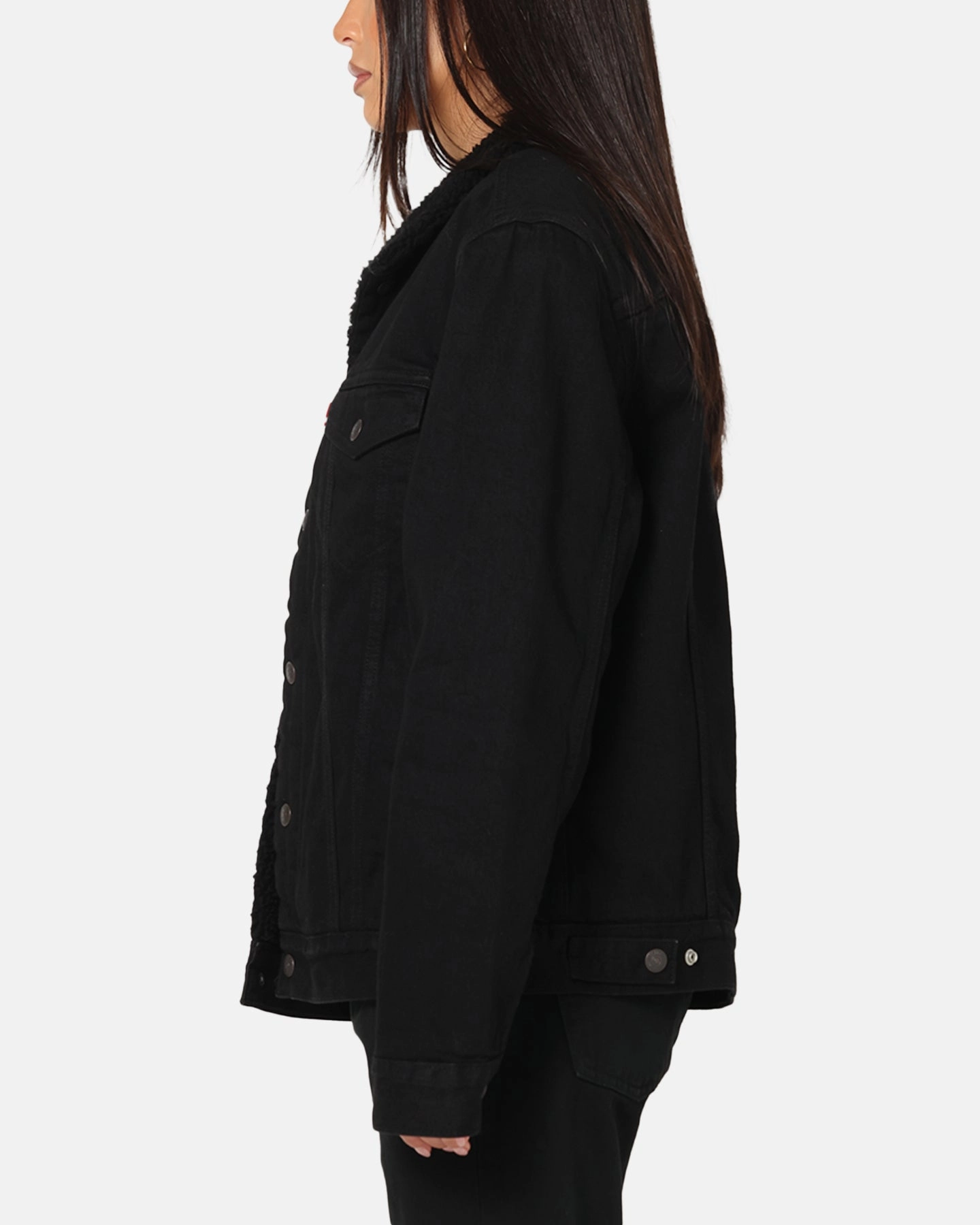 Levi Strauss And Co Relaxed Fit Sherpa Trucker Jacket Black Expose Stock