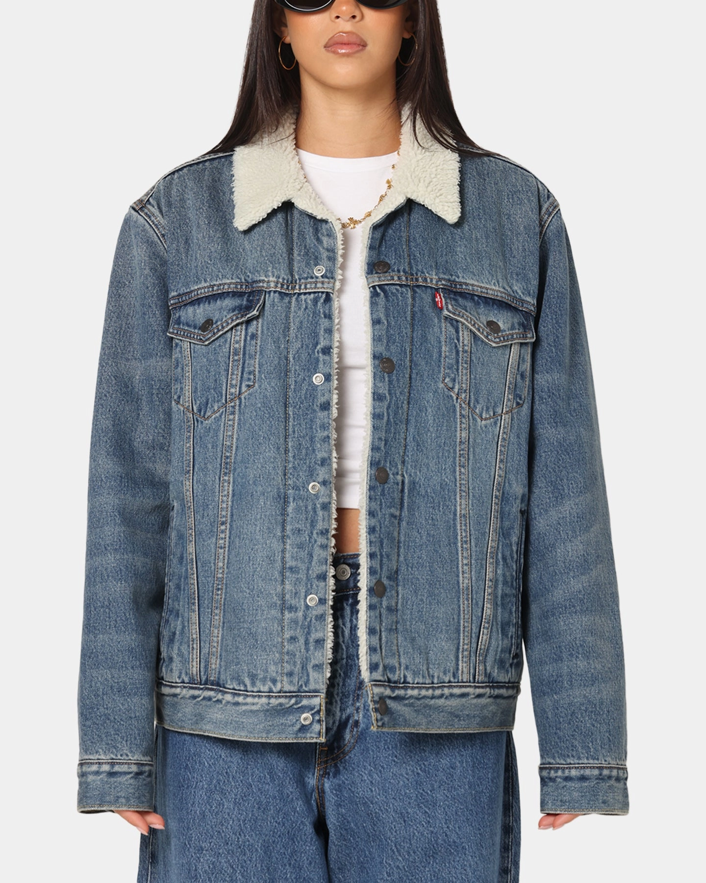 Job Levi Strauss And Co Relaxed Fit Sherpa Trucker Jacket Blue