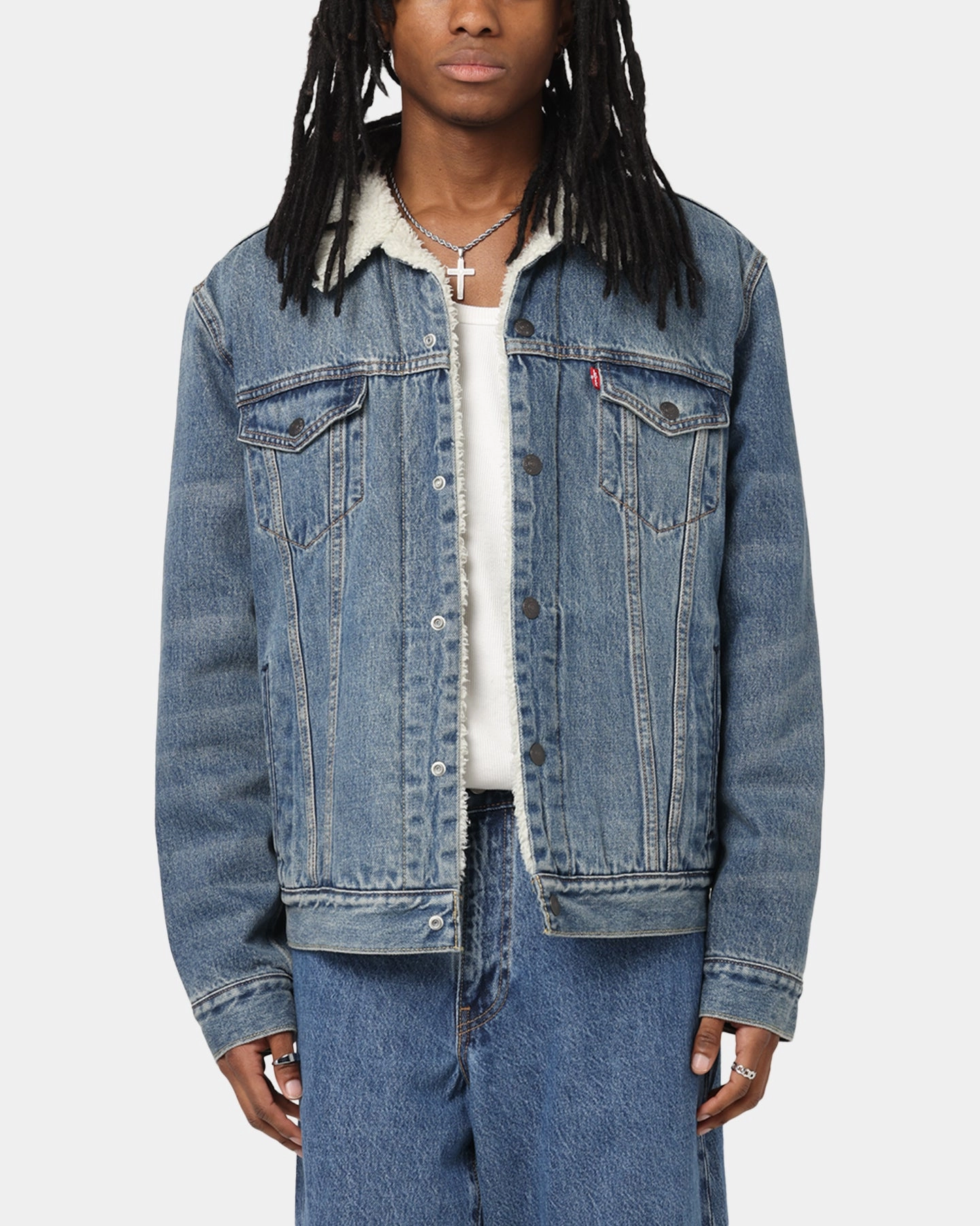 Levi Strauss And Co Relaxed Fit Sherpa Trucker Jacket Blue Review Altruism