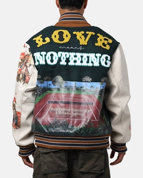Lifted Anchors "Kournikova" Varsity Tennis Jacket Deep Green PaddedShoulders Tweezers