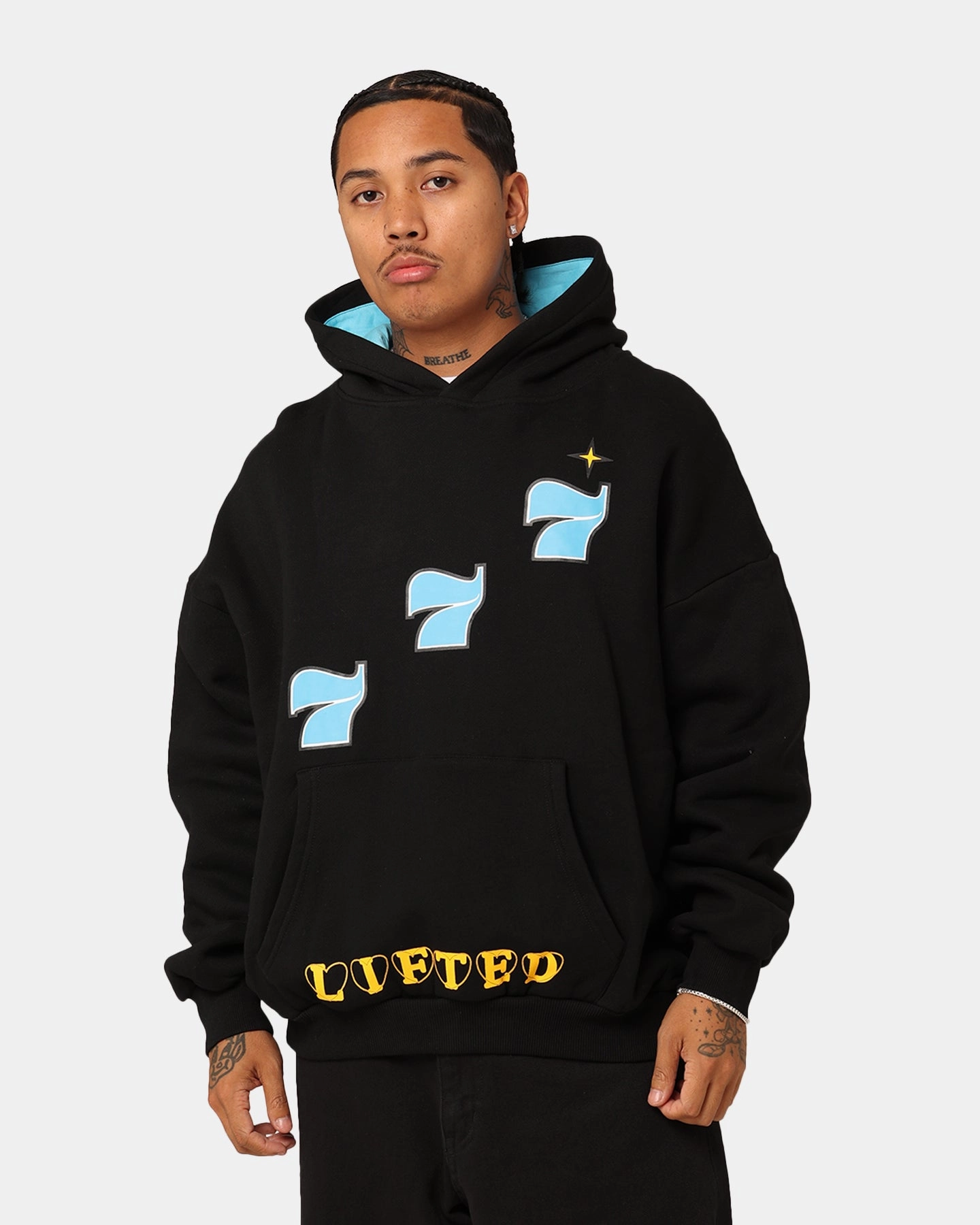 Flexible Cuff Mittens Lifted Anchors "Lights Out" Hoodie Black