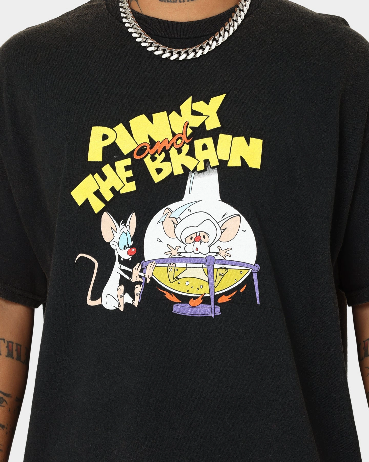 Relax Outfit Comfortable Fit Wear American Thrift X Pinky And The Brain Pinky And The Brain Vintage T-Shirt Black Wash