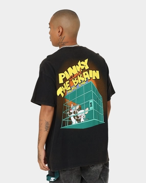 American Thrift X Pinky And The Brain Pinky And The Brain Vintage T-Shirt Black Wash Durable Construction SkinFriendlyFibers