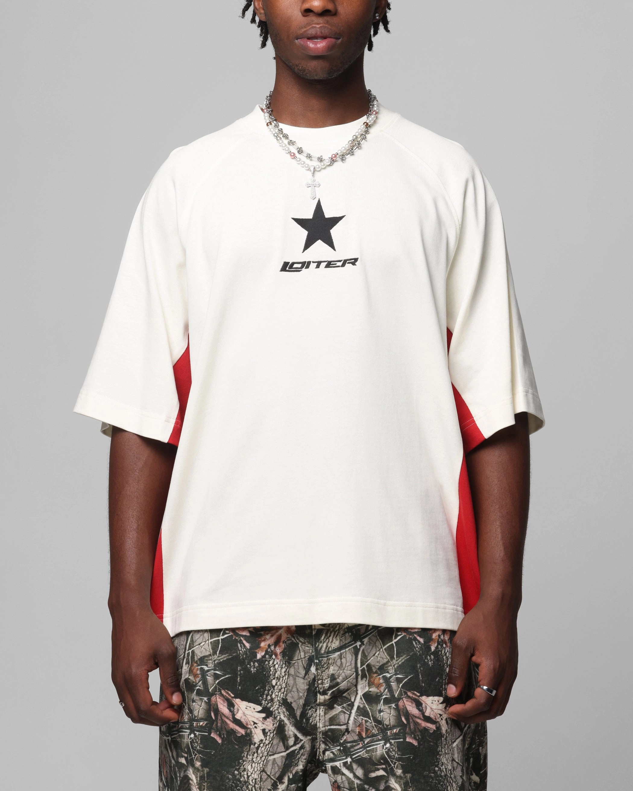 Perfect for Travel Loiter Daytona Panel T-Shirt White/Pink