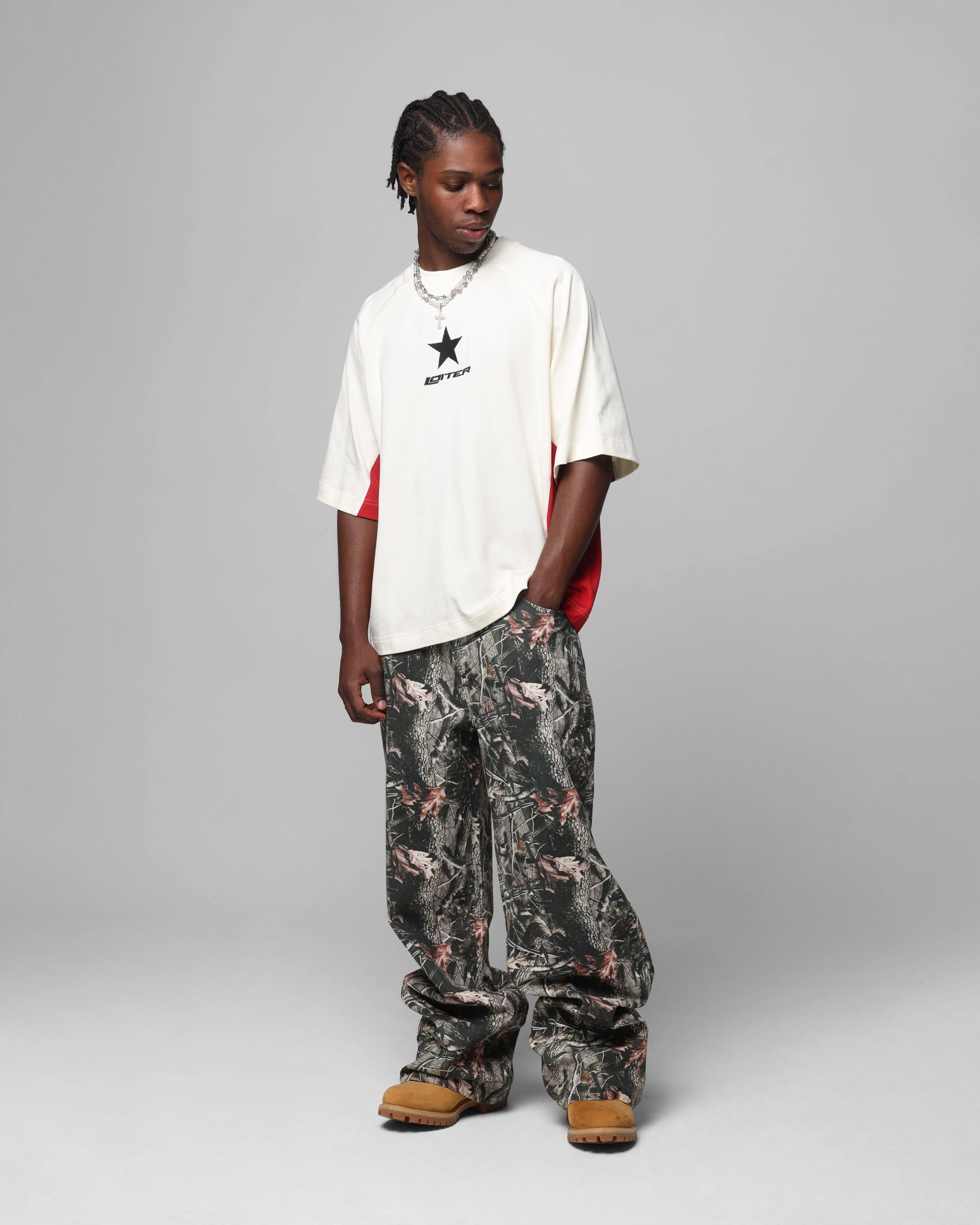 Loiter Daytona Panel T-Shirt White/Pink Comfort Style