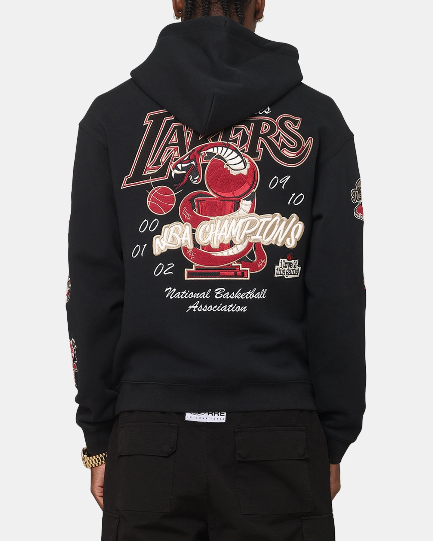Mitchell & Ness LA Lakers First Team Gold Hoodie Faded Black Relaxed fit style Breathable Wearable