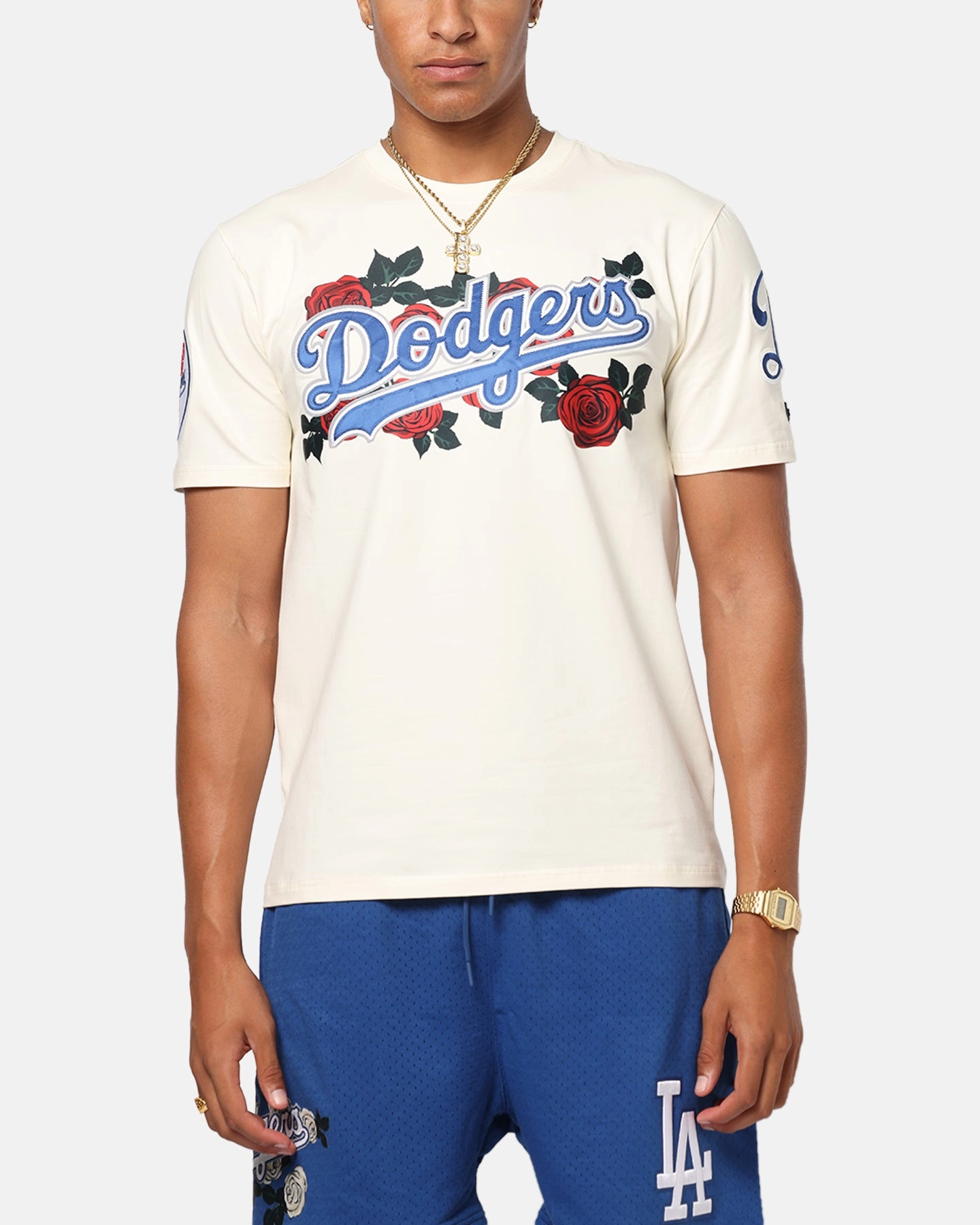 Pro Standard Los Angeles Dodgers Roses T-Shirt Eggshell SkinFriendlyFibers