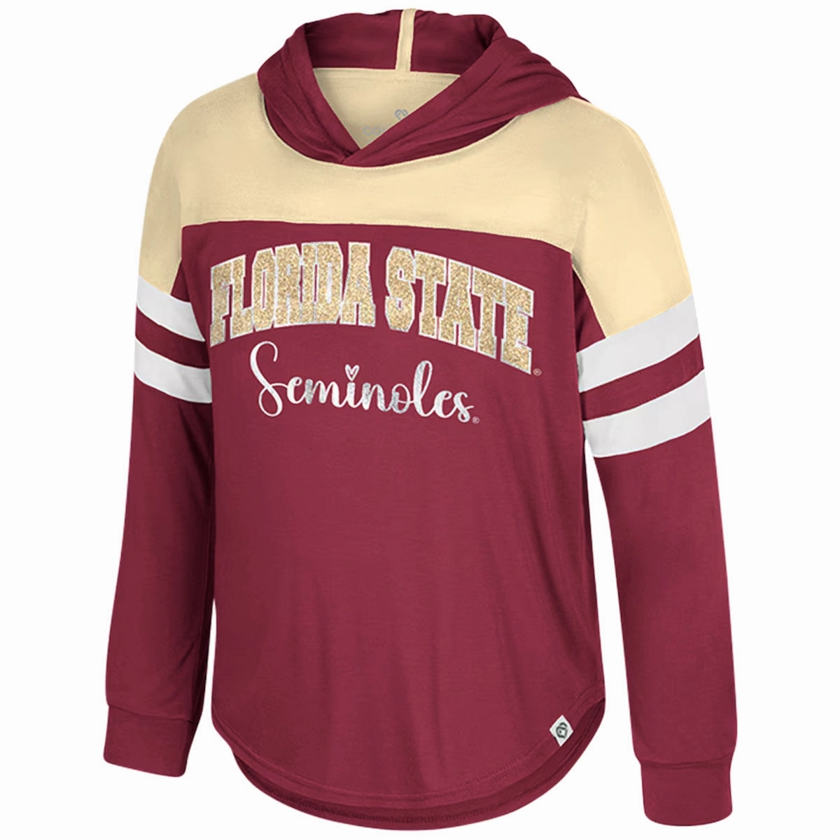 Colosseum Toddler Girl's Florida State Seminoles Long Sleeve Hooded T-shirt - Garnet/Gold/White Essential Wear