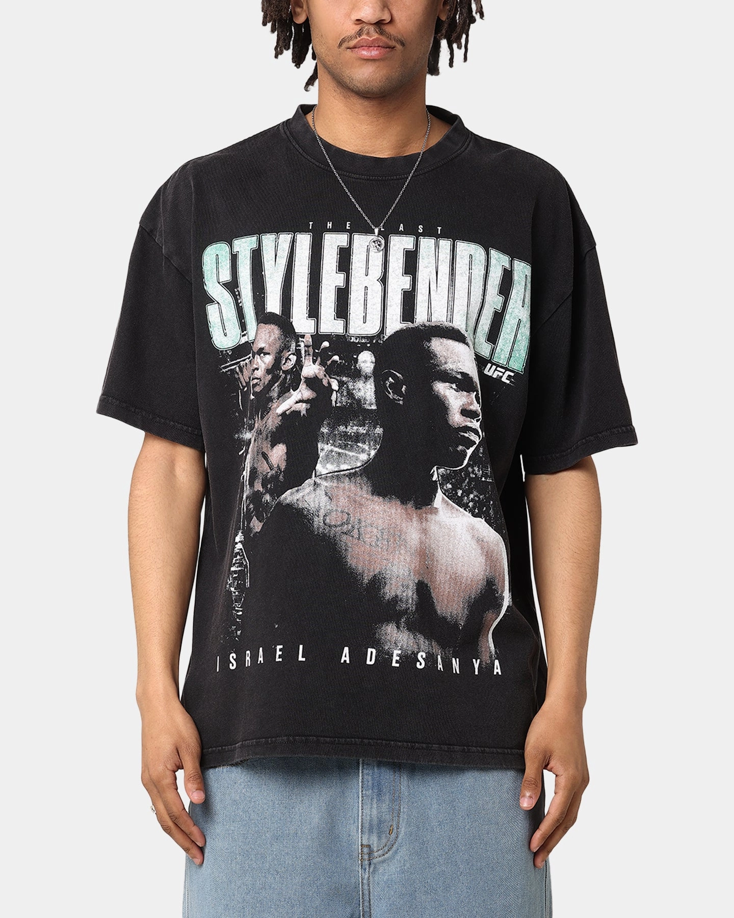 Layering Comfort UFC By Culture Kings Israel "The Last Stylebender" Adesanya Revenge Vintage T-Shirt Black Acidwash