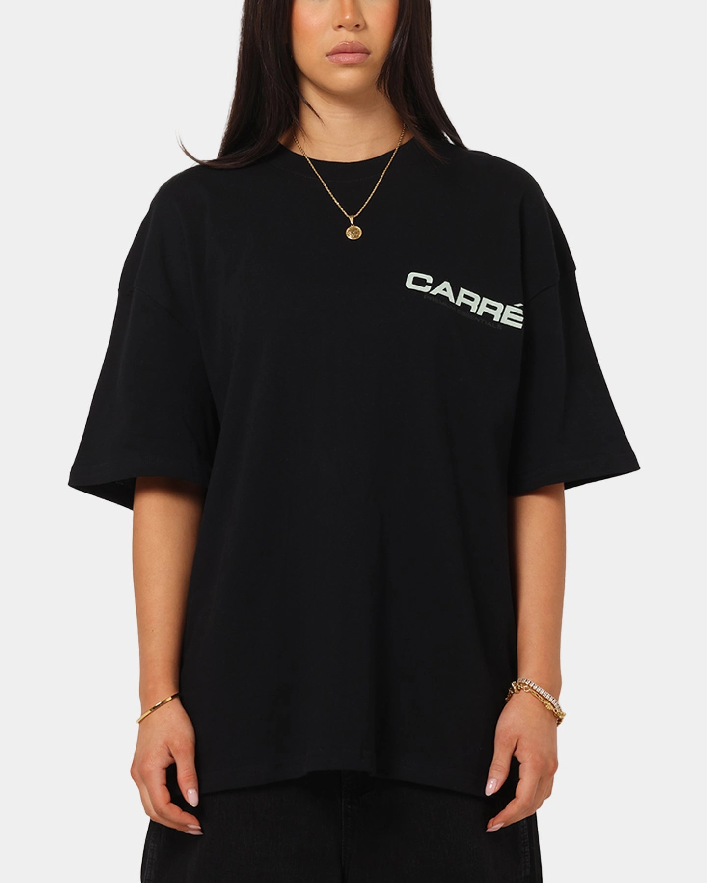 Heavyweight Weave Carre Outlined T-Shirt Black