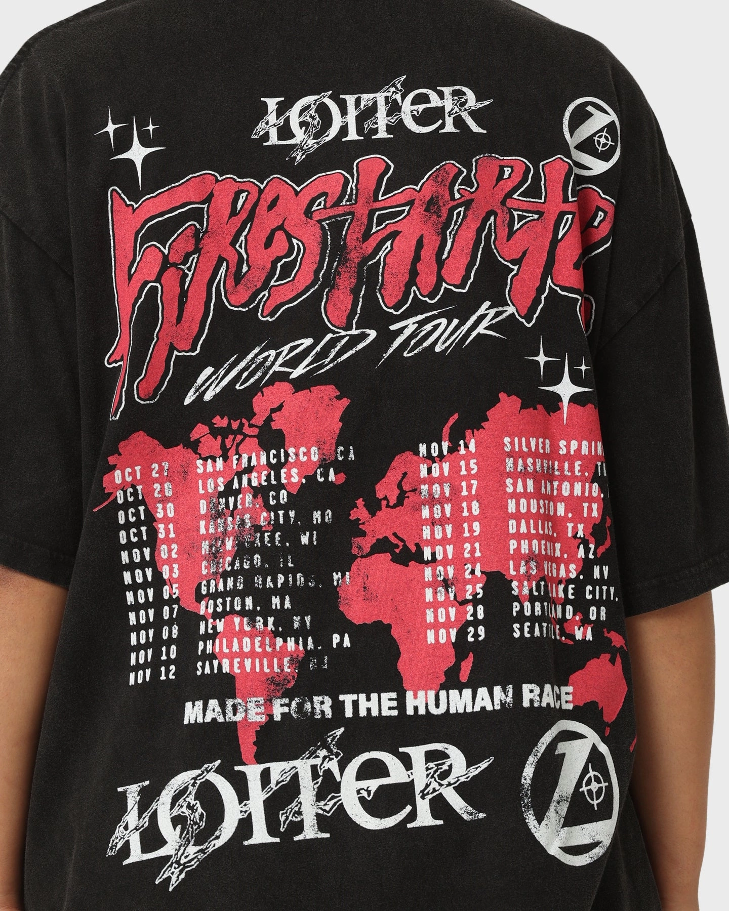 Sporty Layer Loiter Firestarter Tour Vintage T-Shirt Vintage Black
