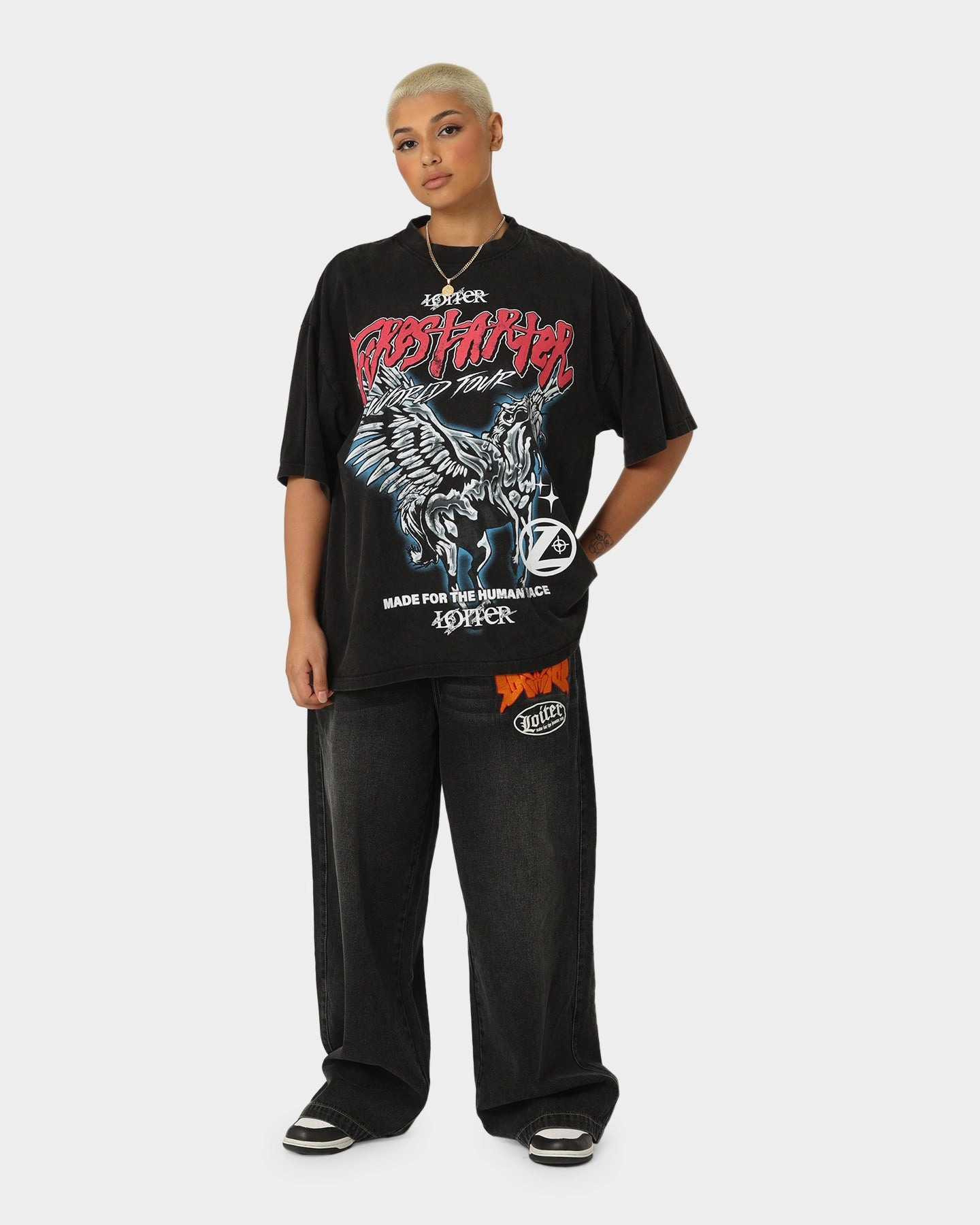 Loiter Firestarter Tour Vintage T-Shirt Vintage Black casual outing Versatile Fashion