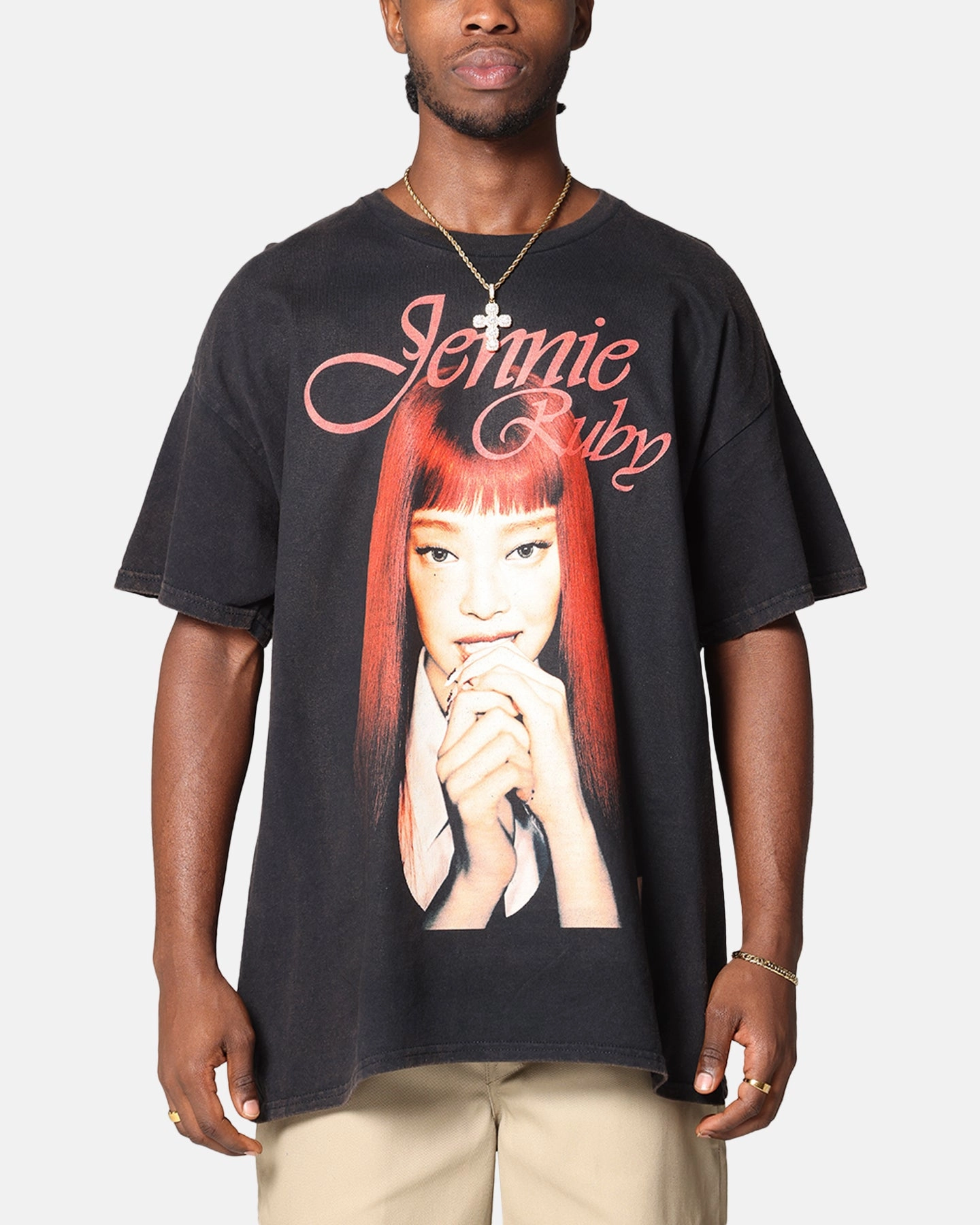 Jennie Ruby Nail Bite T-Shirt Black Vintage Circular Knit Construction Comfy and Soft