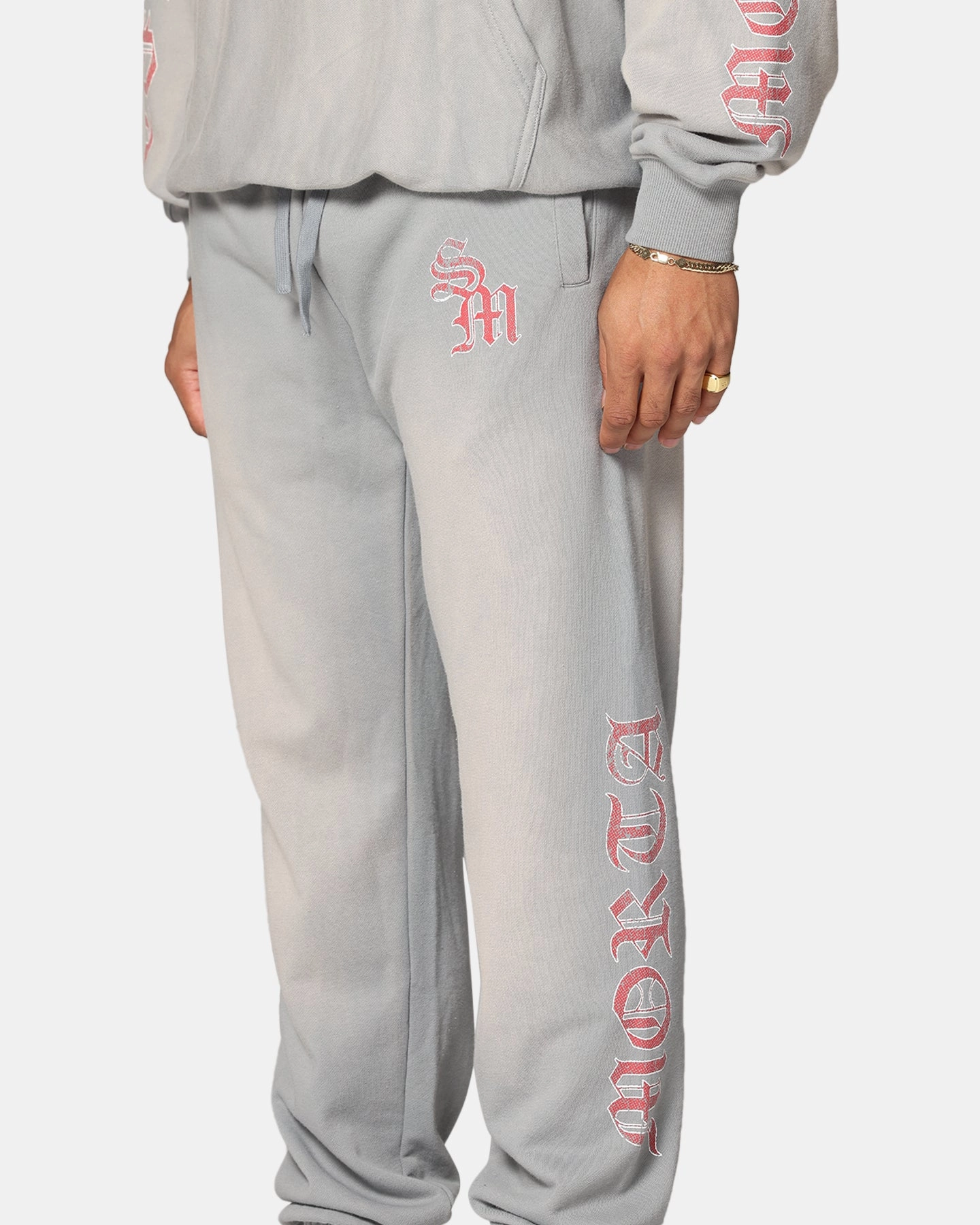 clean design LowProfileTopstitching Saint Morta Hardcore Sweatpants Sunfade Grey