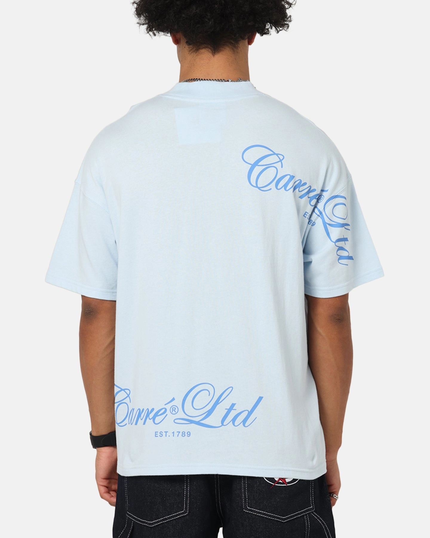 Carre Side Script Oversized T-Shirt Baby Blue Luxury exclusivity
