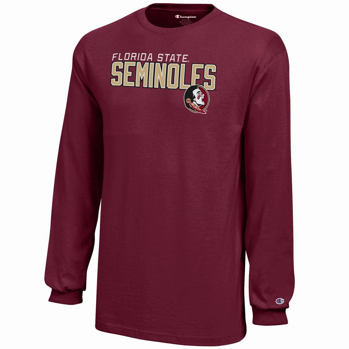 Organic Cotton Champion Youth Florida State Seminoles/Seminole Logo Long Sleeve T-shirt - Garnet